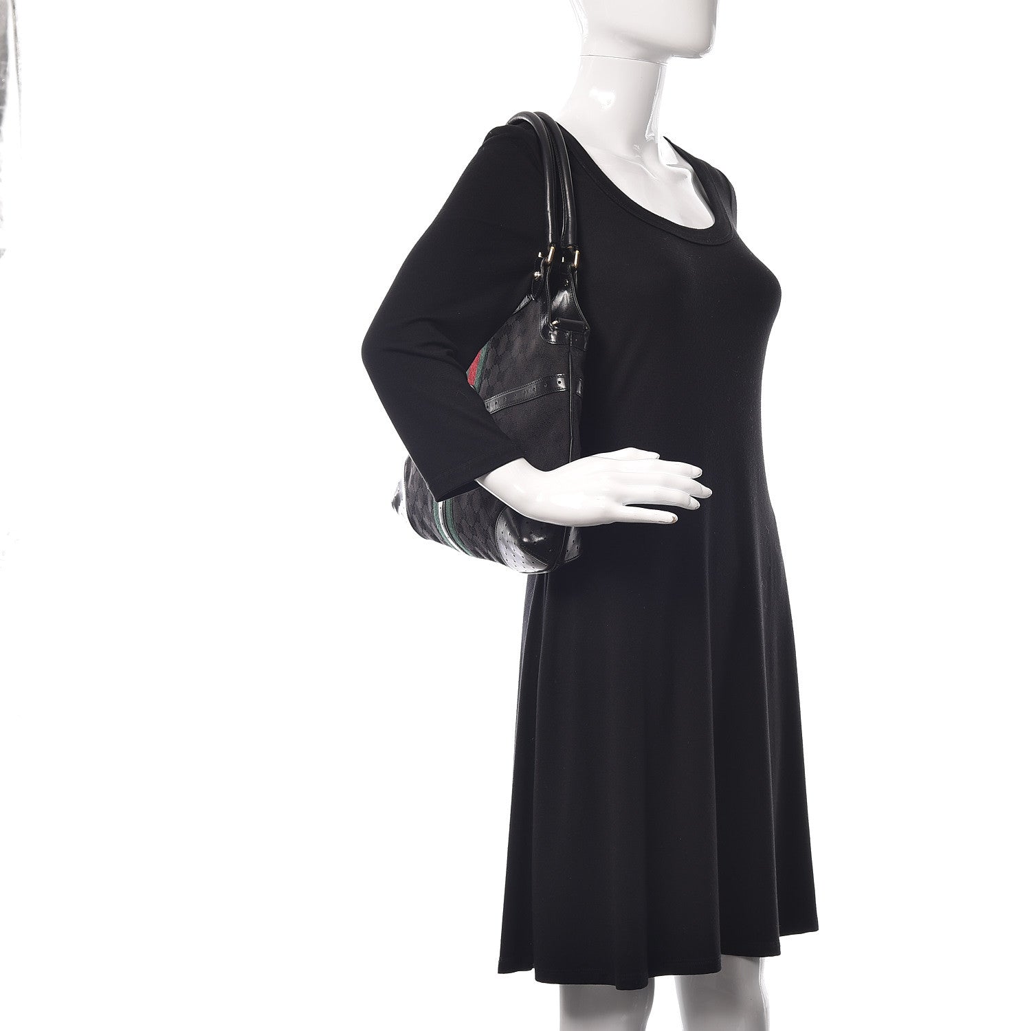 Gucci Monogram Web Reins Shoulder Bag Black 2 of 13