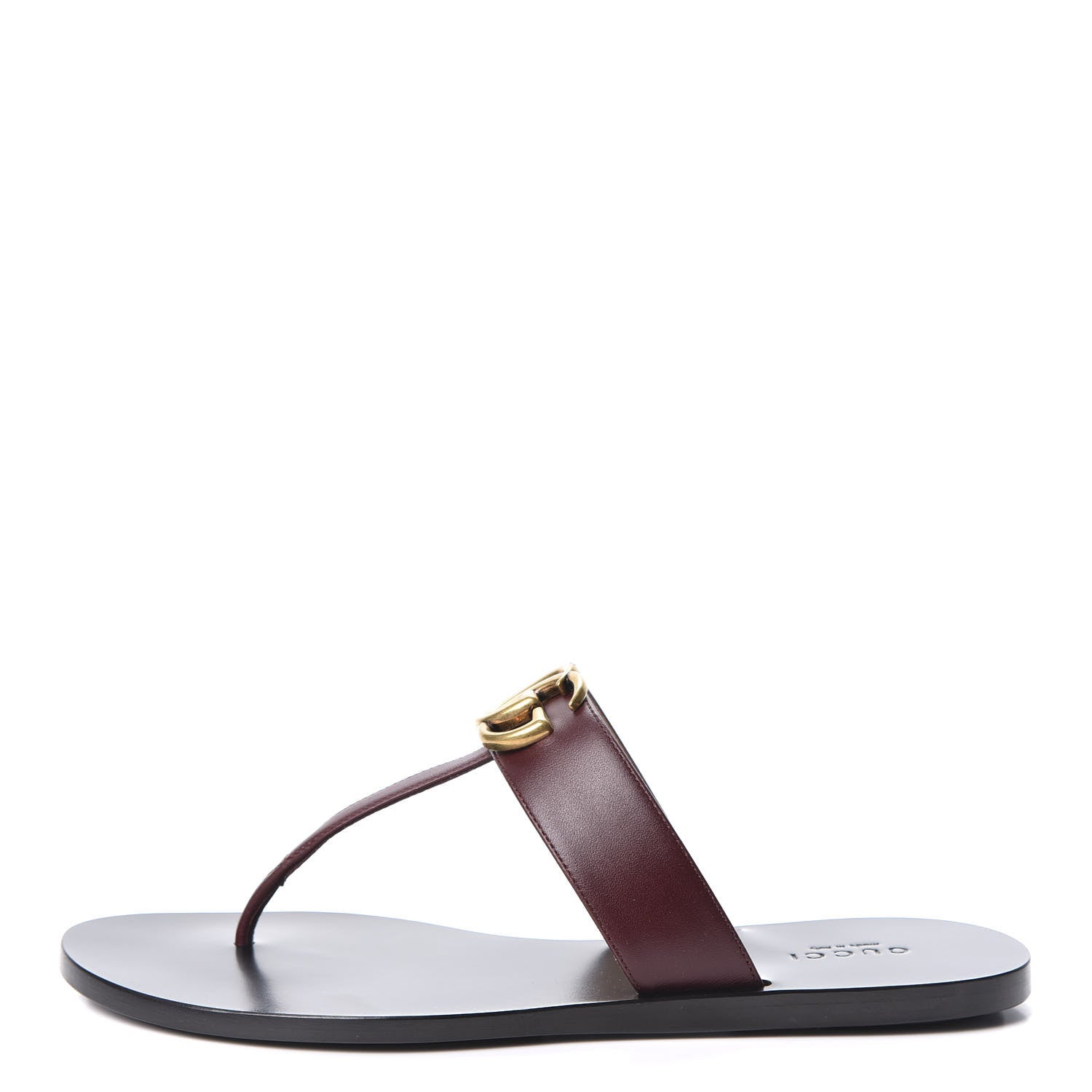 Gucci Calfskin GG Marmont Thong Sandals 37 Vintage Bordeaux 1 of 9
