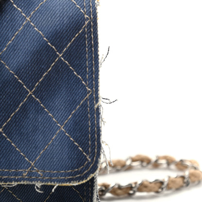 Chanel Denim Quilted Medium Pompom Flap Dark Blue 11 of 12