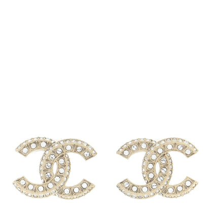 Chanel Crystal Timeless CC Earrings Light Gold 1 of 5