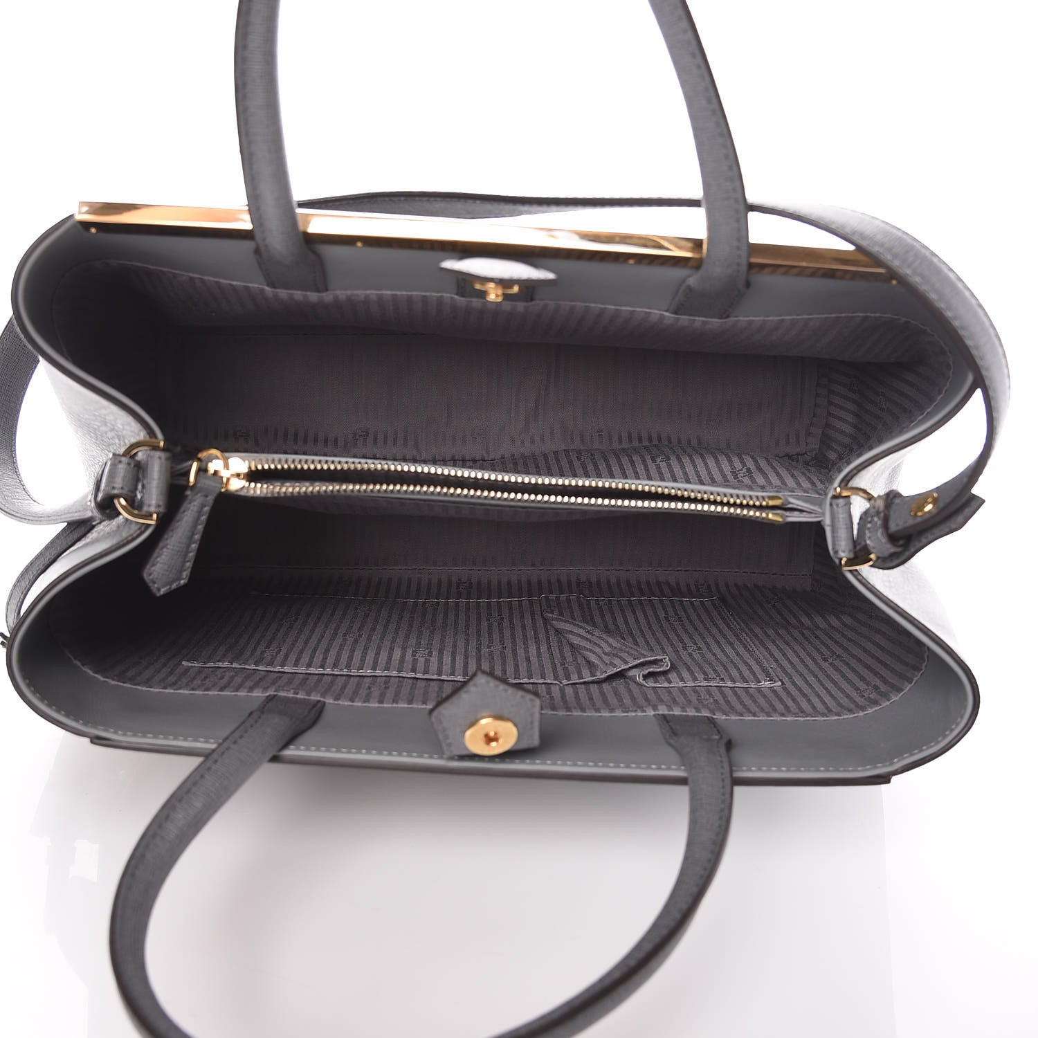 Fendi Vitello Elite Flamingo Regular 2Jours Tote Grigio Grigio Chiaro 8 of 11