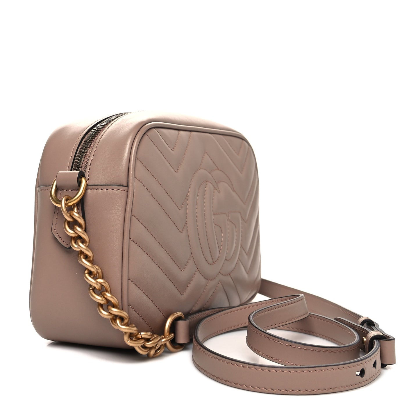 Calfskin Matelasse Small GG Marmont Chain Shoulder Bag Porcelain Rose