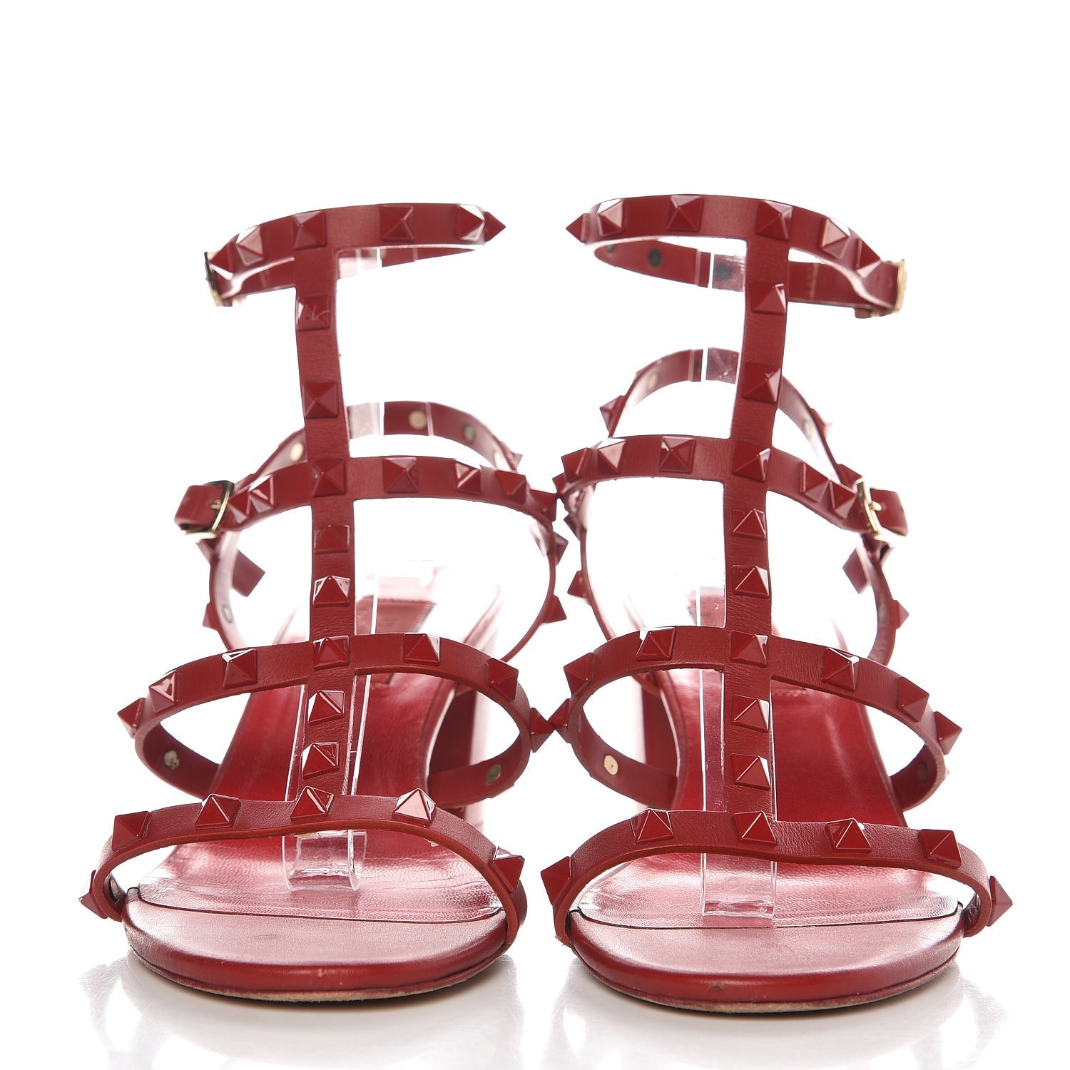Valentino Garavani Calfskin Lacquered Monochrome Rockstud 60mm City Sandals 38 Rosso Valentino 3 of 11