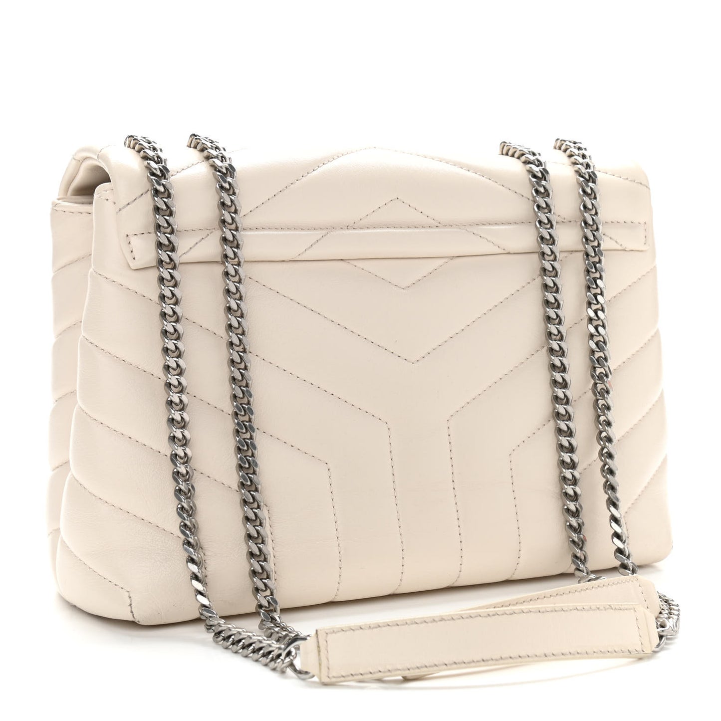 Calfskin Y Quilted Monogram Small Loulou Chain Satchel Crema Soft