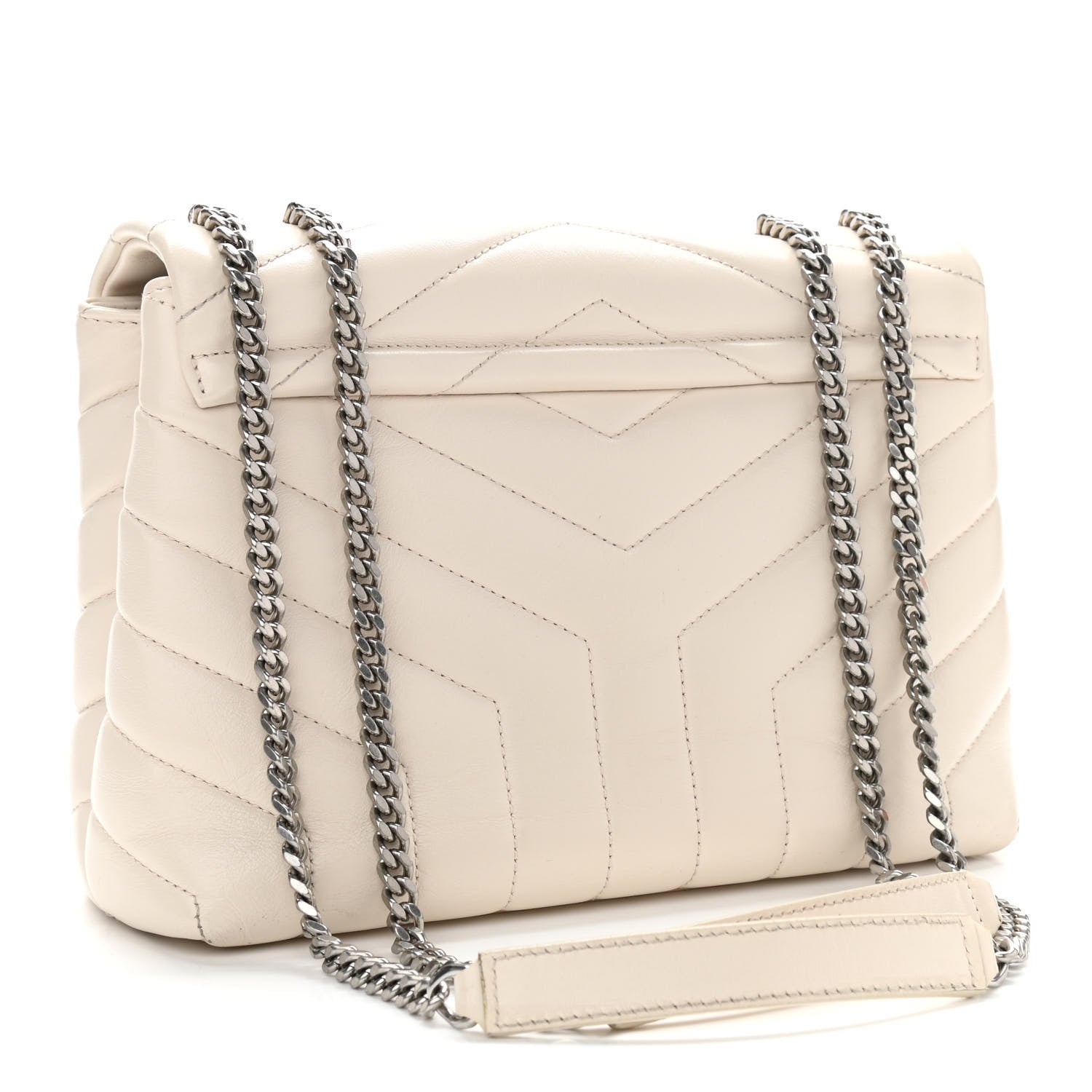 Saint Laurent Calfskin Y Quilted Monogram Small Loulou Chain Satchel Crema Soft 2 of 11