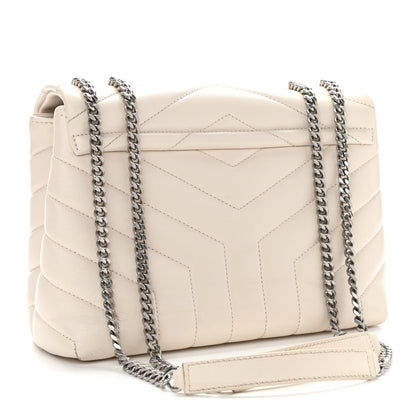 Saint Laurent Calfskin Y Quilted Monogram Small Loulou Chain Satchel Crema Soft 2 of 11