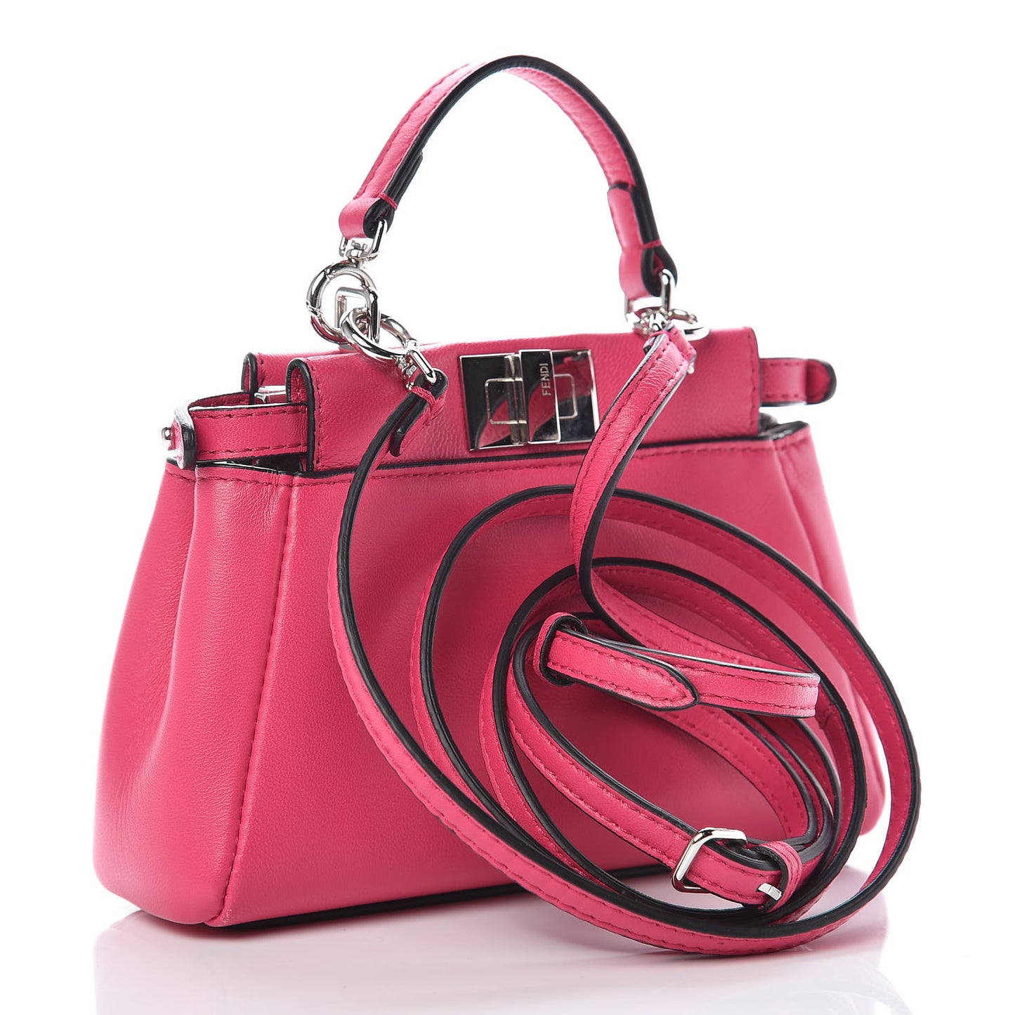 Shiny Nappa Micro Peekaboo Iconic Satchel Fuxia