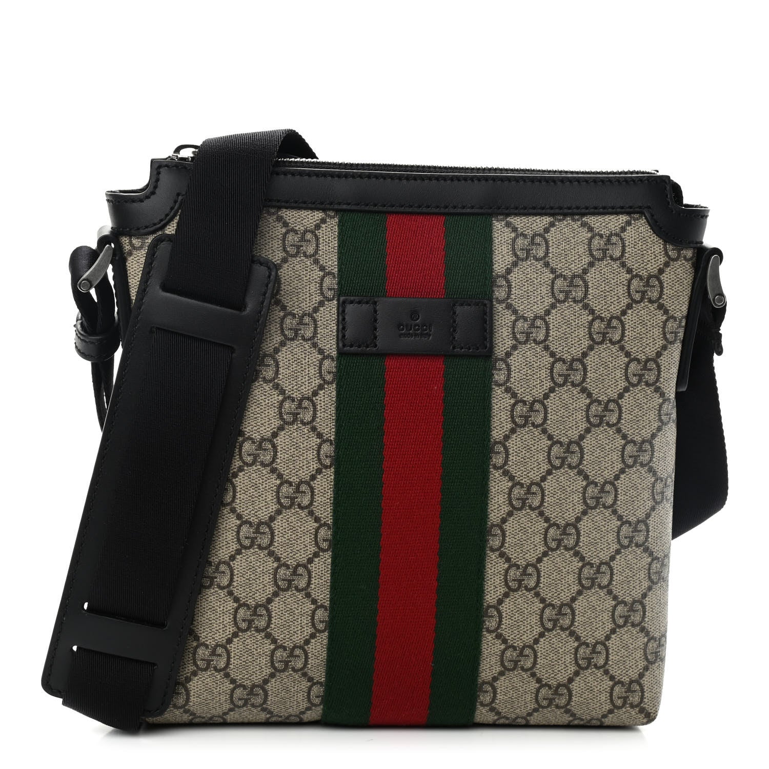 Gucci GG Supreme Monogram Web Messenger Bag Black 1 of 9