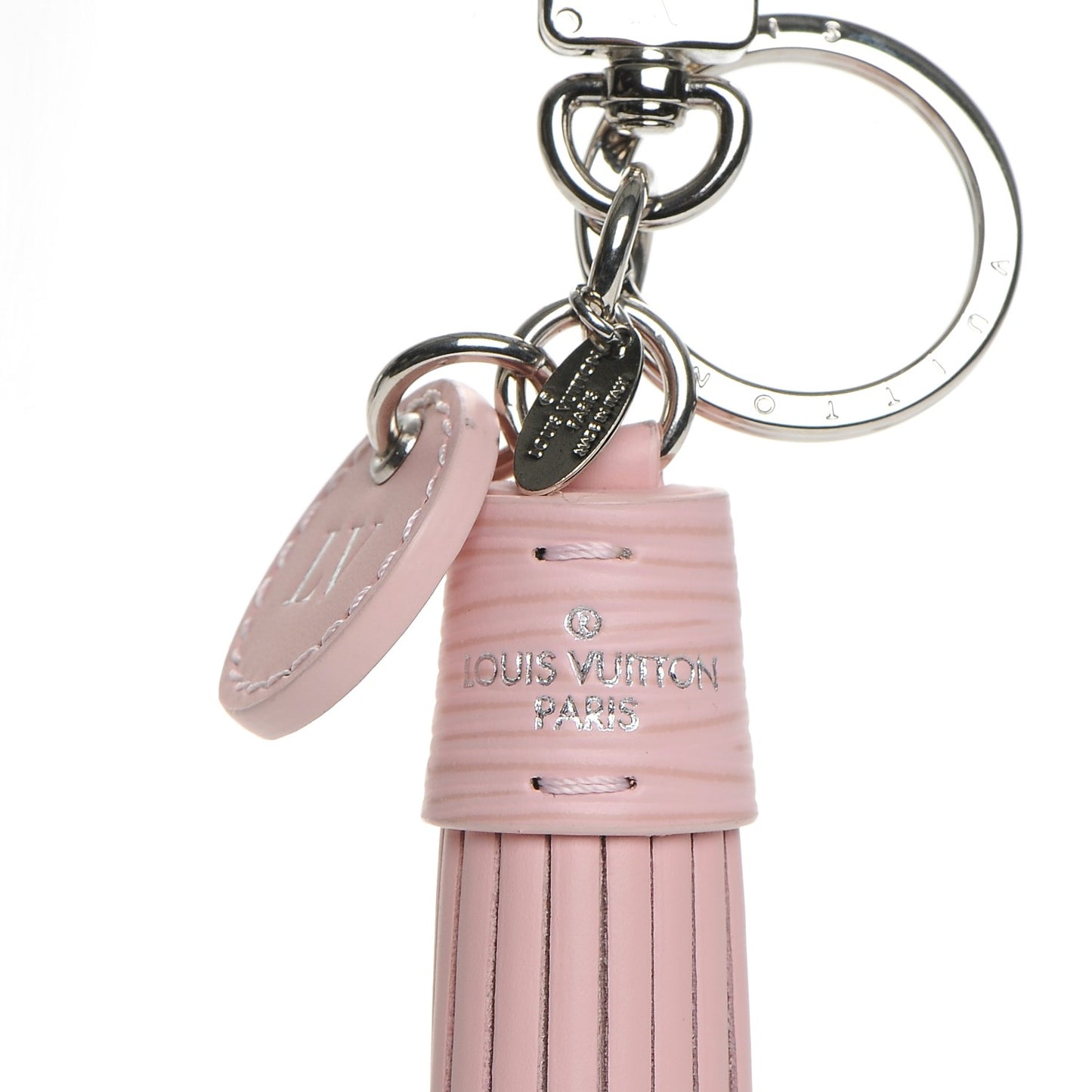 Epi Calfskin Lambskin Tassel Bag Charm Pink