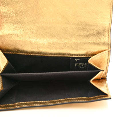 Fendi Vitello Catalan Mirror FF 1974 Embossed Medium Wallet Gold 6 of 14