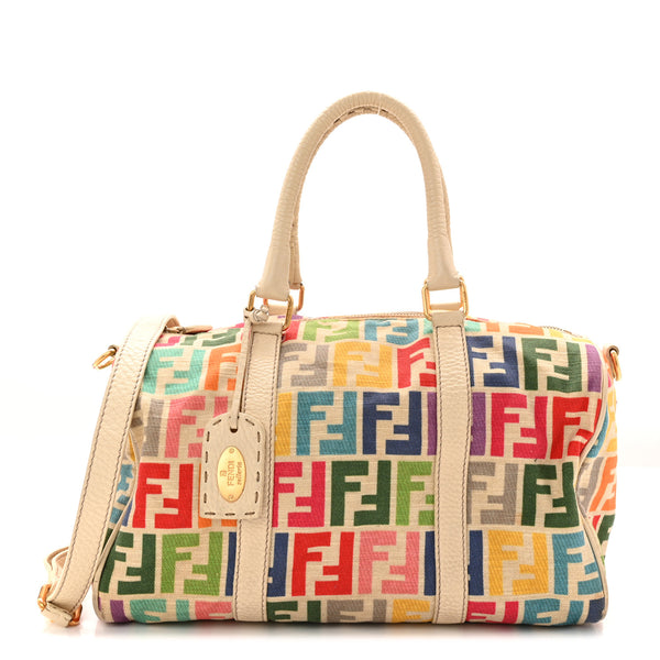 Fendi Zucca Spalmati Vitello Medium FF Multicolor Boston White