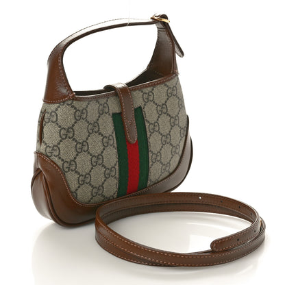 Gucci GG Supreme Monogram Azalea Calfskin Web Mini Jackie 1961 Hobo Beige Ebony Brown Sugar 3 of 10