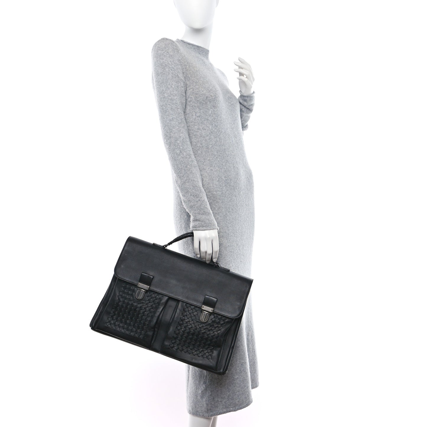 Calfskin Intrecciato Briefcase Black