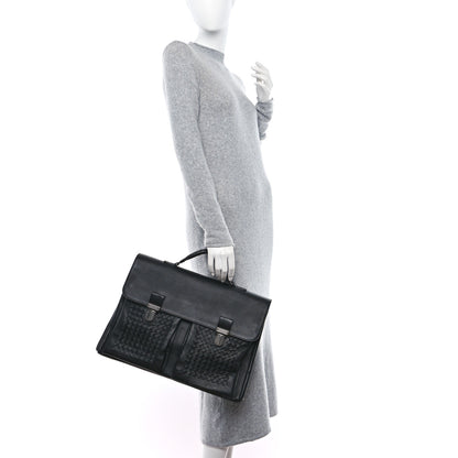 Bottega Veneta Calfskin Intrecciato Briefcase Black 2 of 12