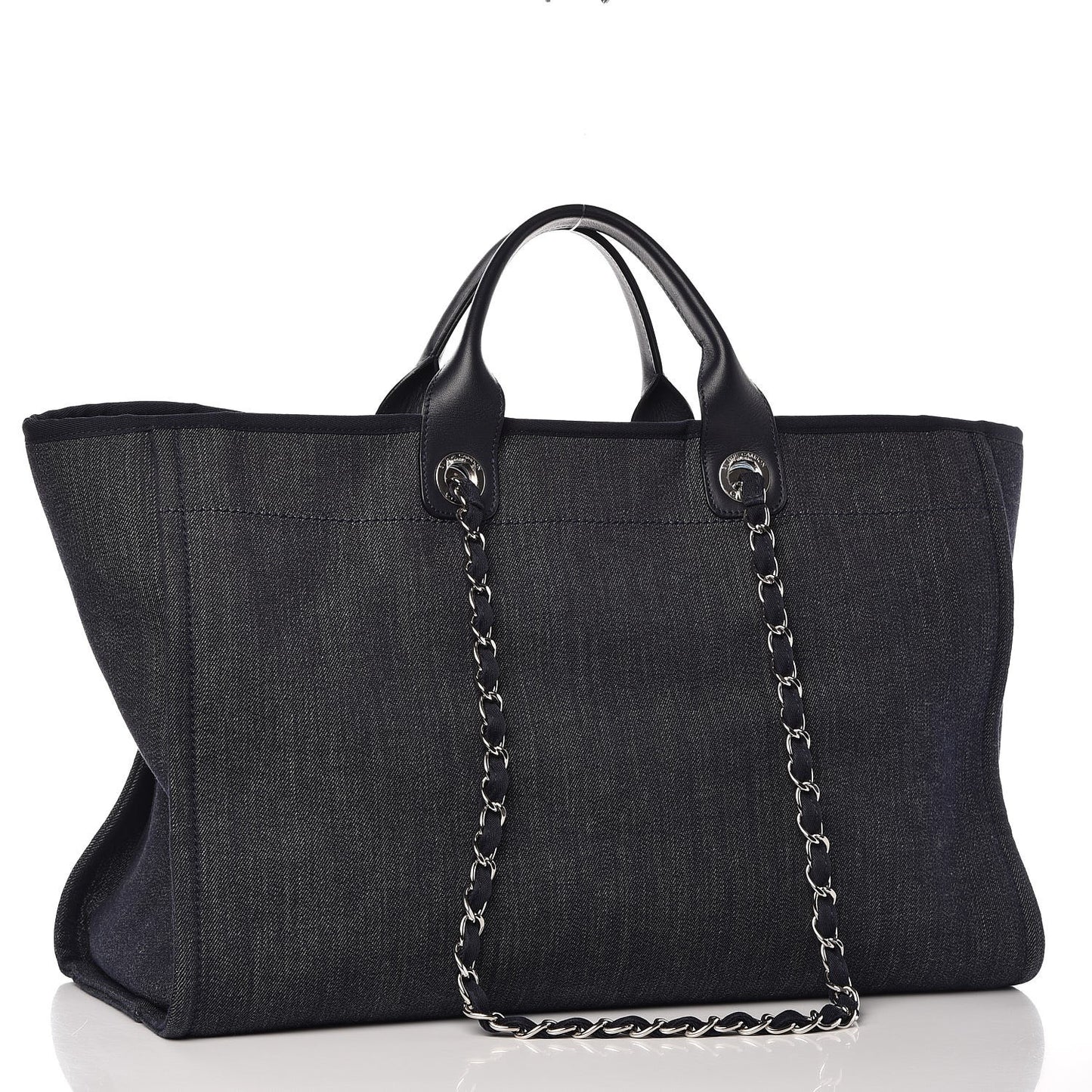 Denim Large Deauville Tote Blue Orange