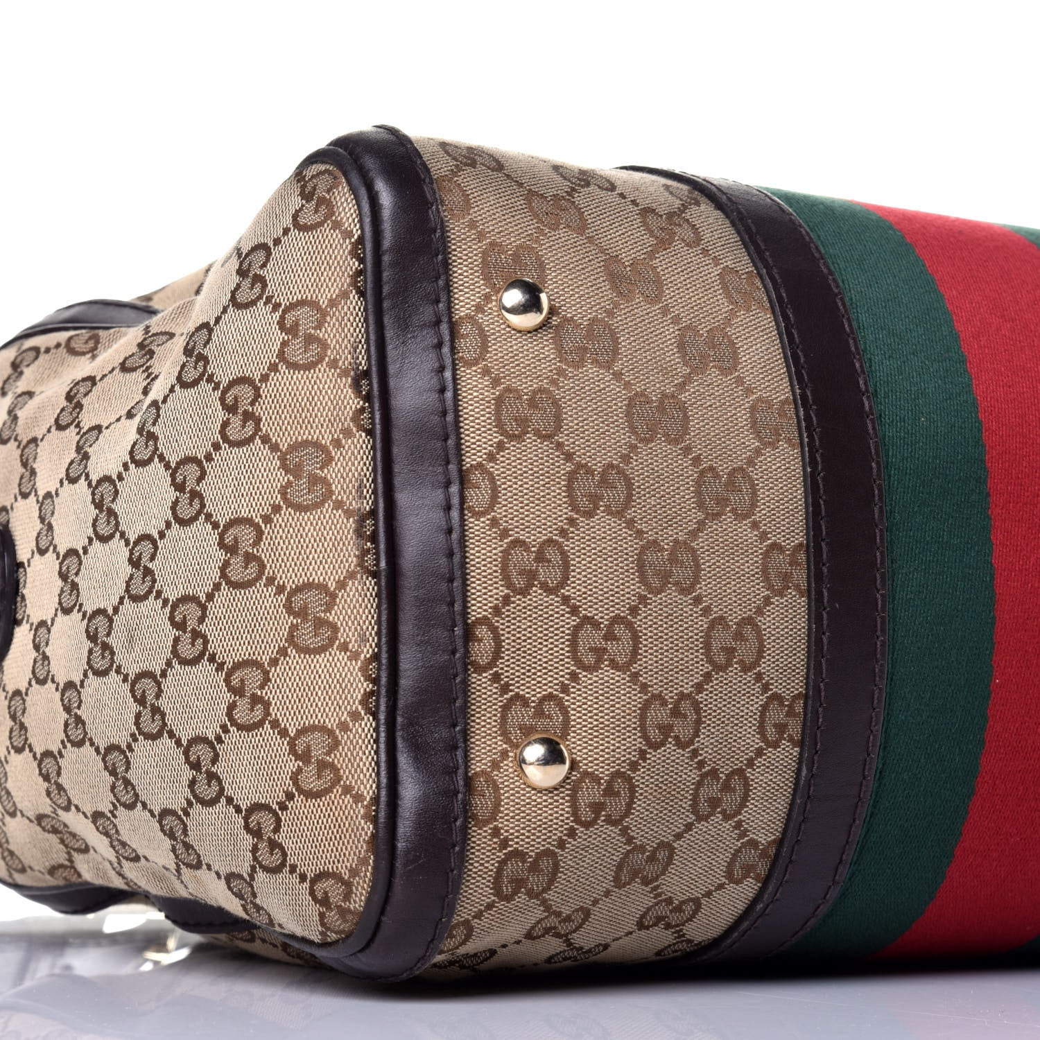 Gucci Monogram Vintage Web Medium Boston Dark Brown 9 of 11