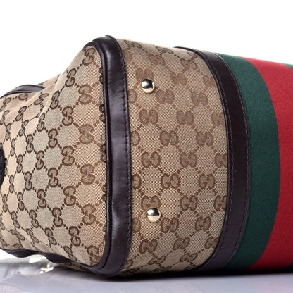 Gucci Monogram Vintage Web Medium Boston Dark Brown 9 of 11