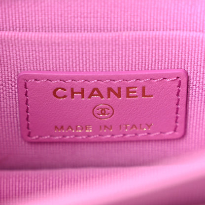 Chanel Tweed Enamel Quilted Pending CC Mini Wallet On Chain WOC Pink Purple 6 of 10