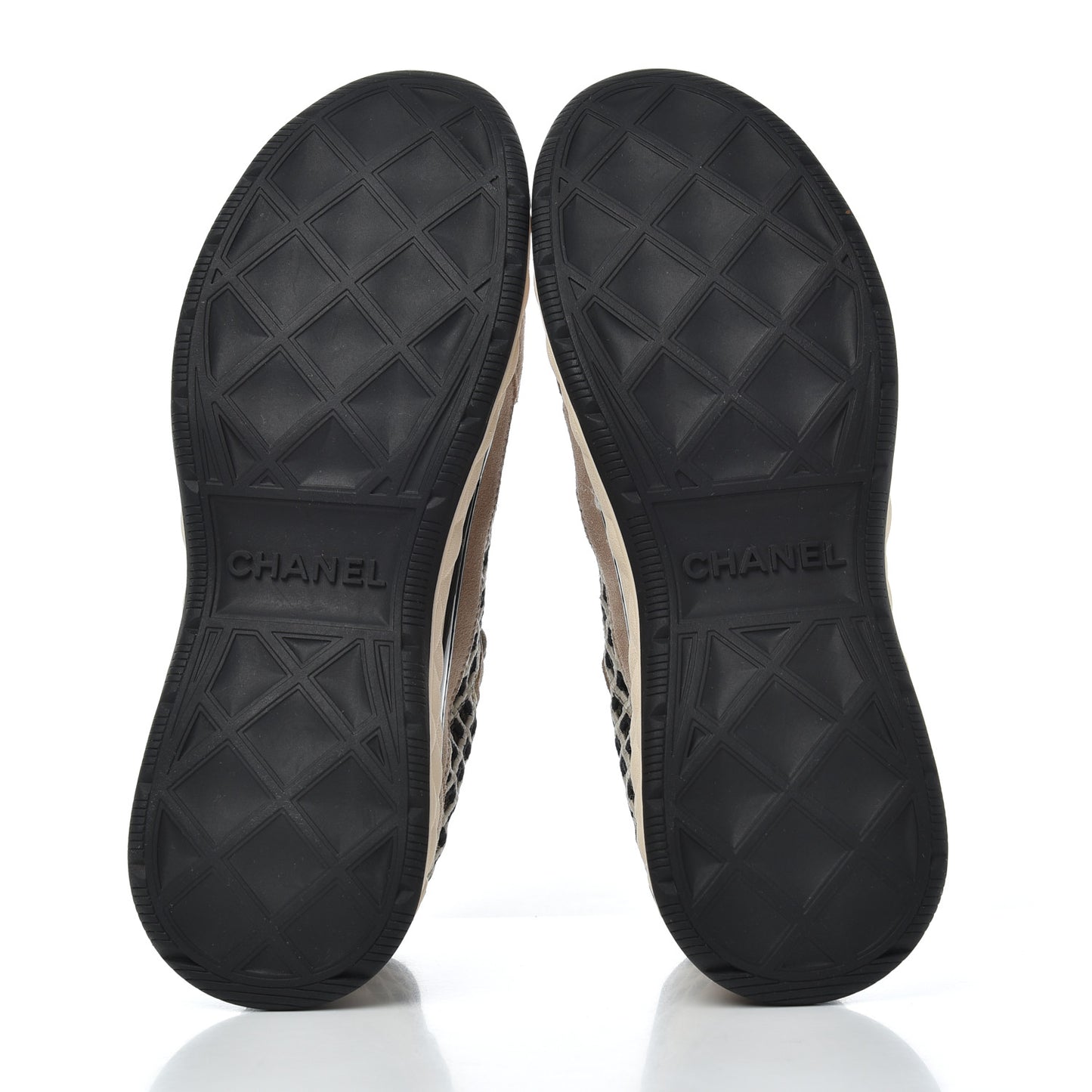 Suede Calfskin Embroidered CC Sneakers 41 Beige Black