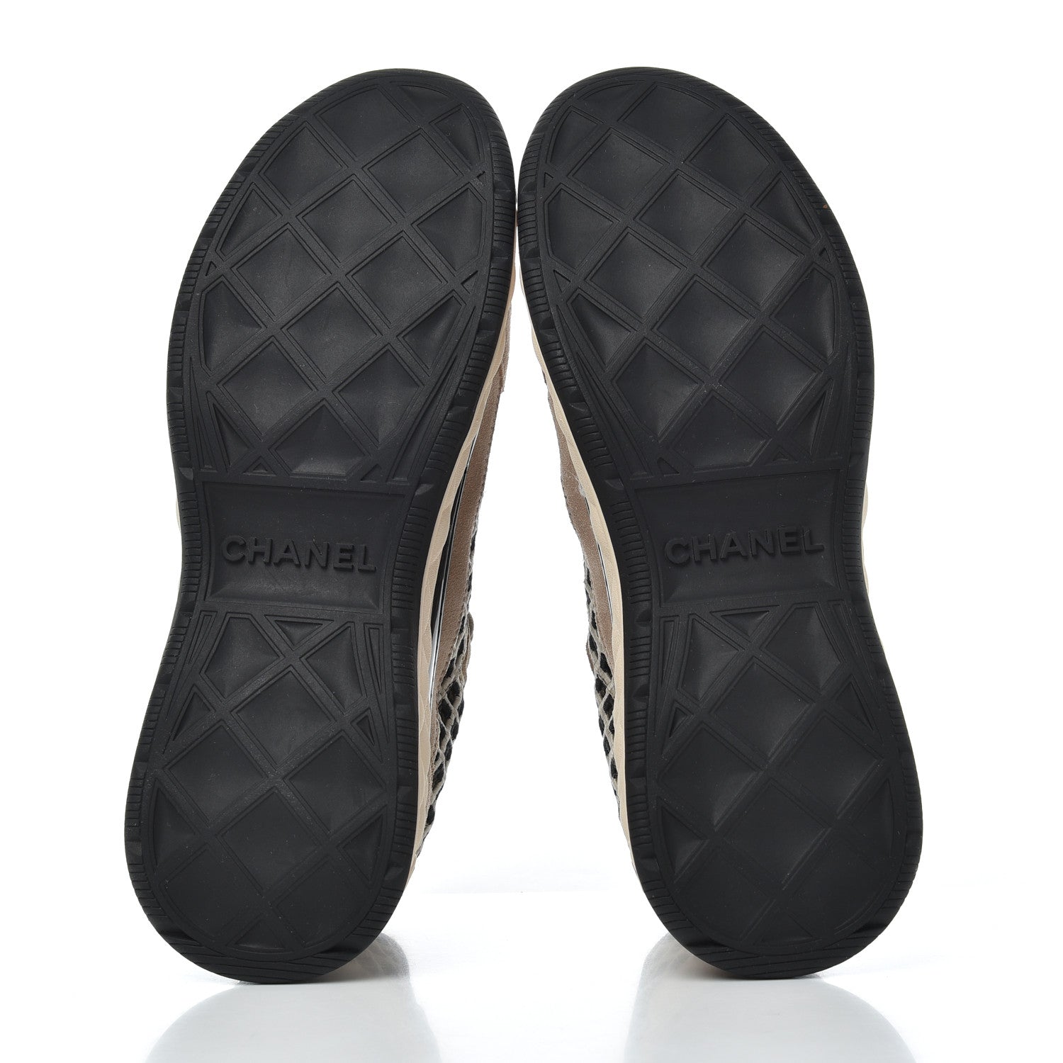 Chanel Suede Calfskin Embroidered CC Sneakers 41 Beige Black 5 of 17