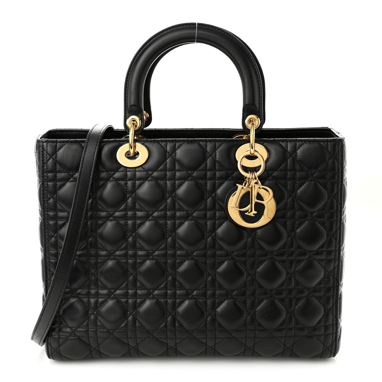 Christian Dior Lambskin Cannage Large Lady Dior Black 1 of 10
