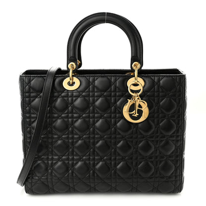 Christian Dior Lambskin Cannage Large Lady Dior Black 1 of 10
