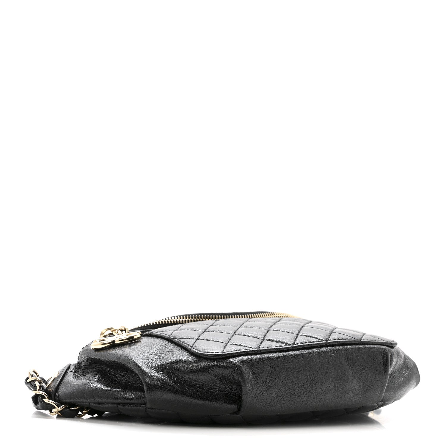 Chanel Crumpled Glazed Lambskin Quilted Waist Bag Fanny Pack Black 4 of 13