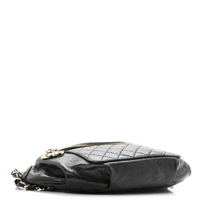 Chanel Crumpled Glazed Lambskin Quilted Waist Bag Fanny Pack Black 4 of 13