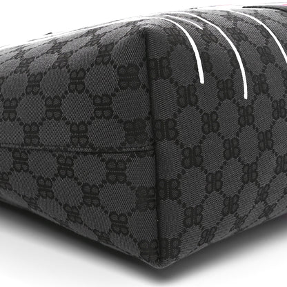 Gucci X BALENCIAGA BB Monogram Web Graffiti Medium Ophidia Shopping Tote Black 9 of 10