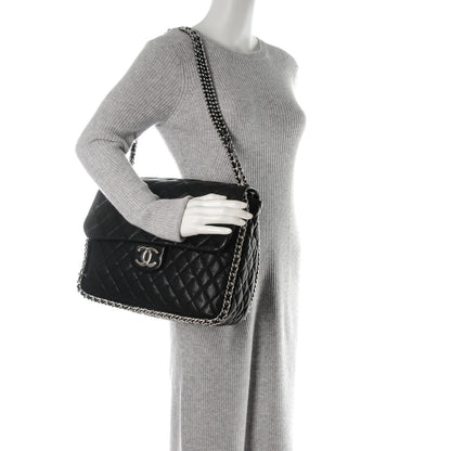 Chanel Washed Lambskin Quilted Maxi Chain Around Flap Black 2 of 7