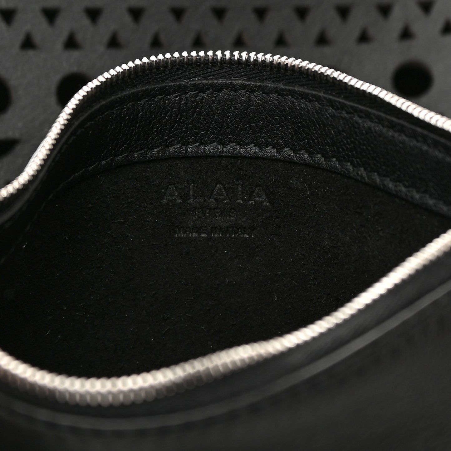 Lux Calfskin Optical Perforated Laser Cut Mina 44 Tote Black