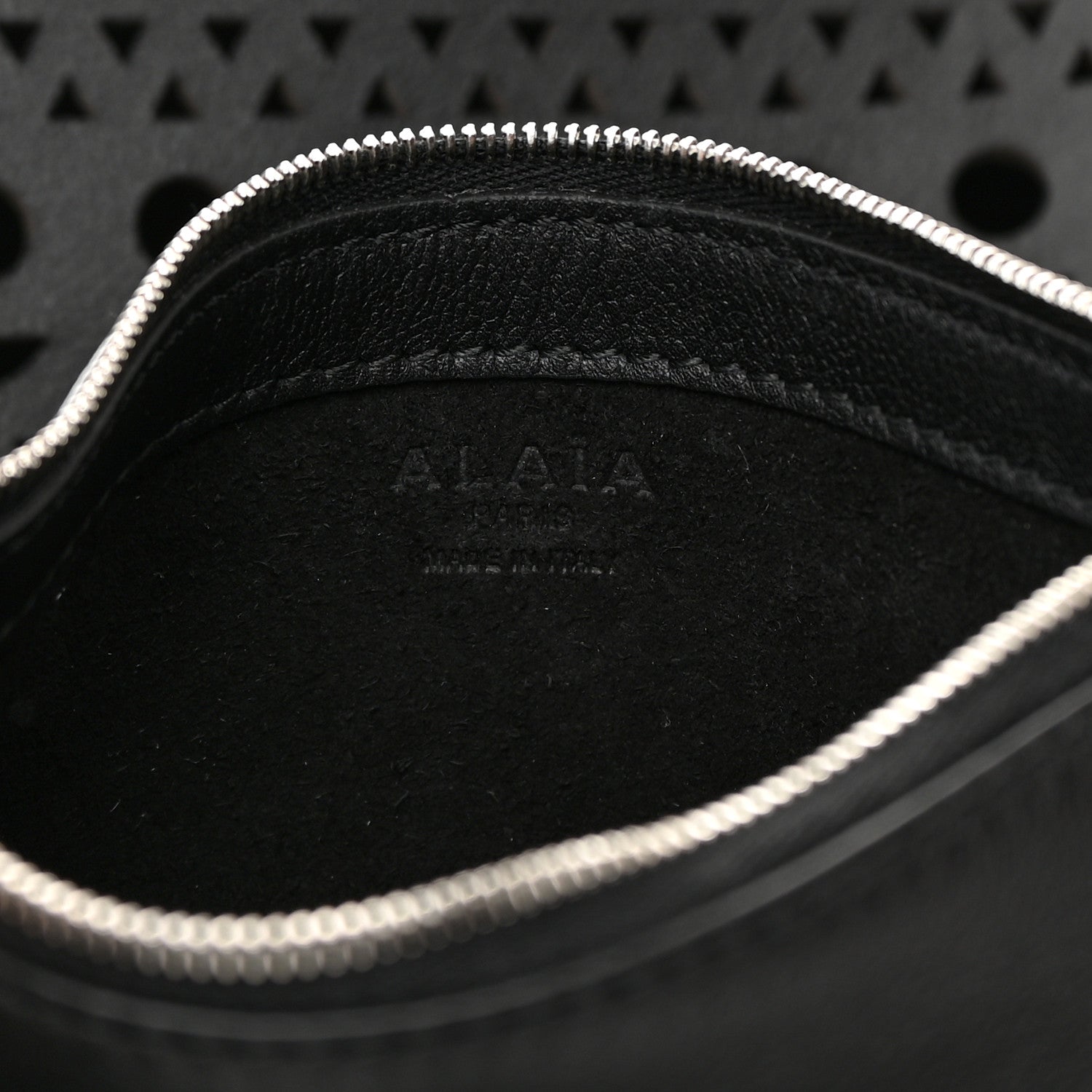 Alaia Lux Calfskin Optical Perforated Laser Cut Mina 44 Tote Black 8 of 11