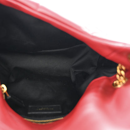 Saint Laurent Lambskin Quilted Small Loulou Puffer Monogram Chain Satchel Red 5 of 10