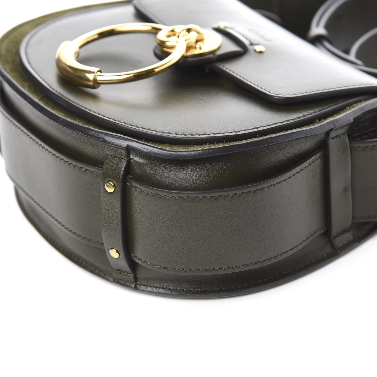 Calfskin Suede Small Tess Bag Deep Forest