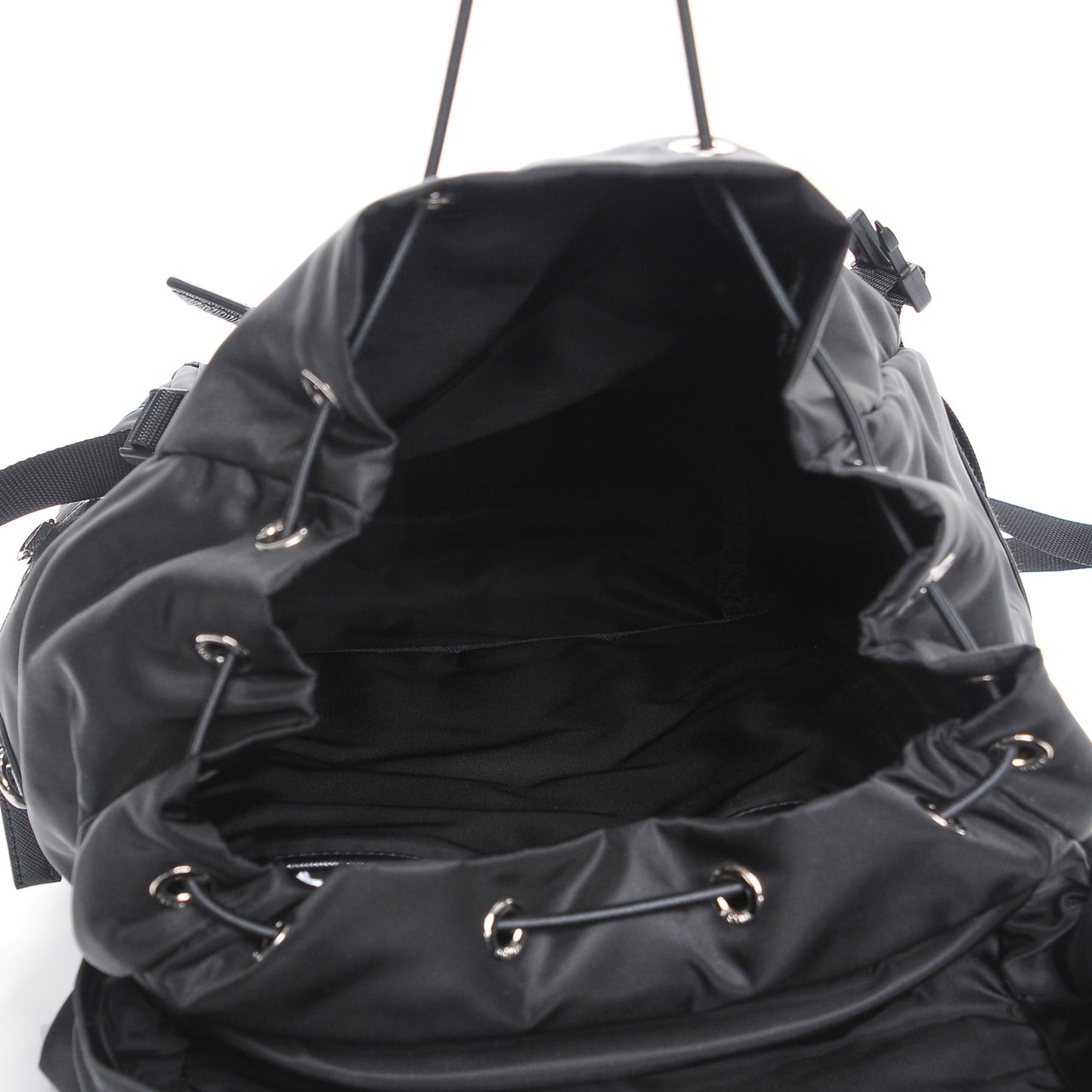 Nylon Impunturato Double Buckle Backpack Black