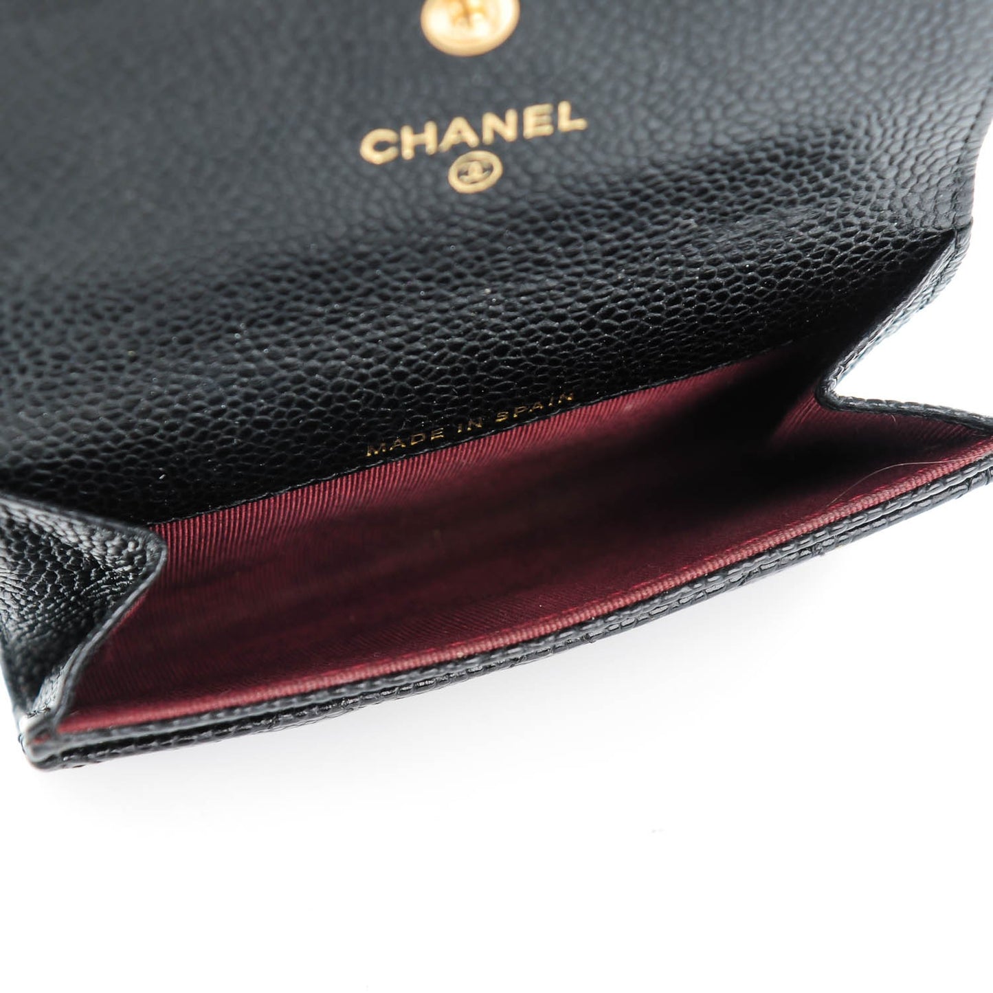 Caviar Quilted Flap Card Holder Black