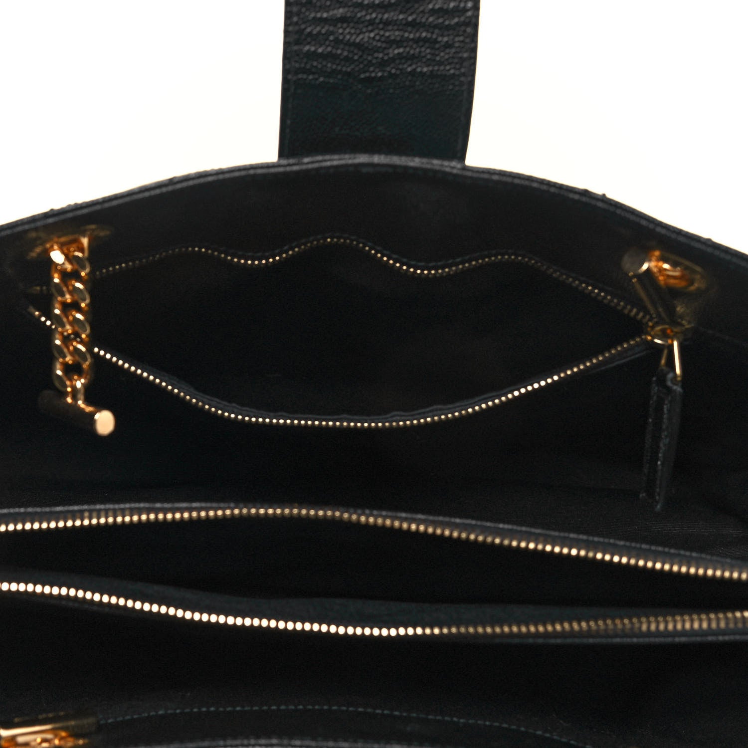 Saint Laurent Grain De Poudre Matelasse Chevron Monogram Shopping Bag Black 8 of 11