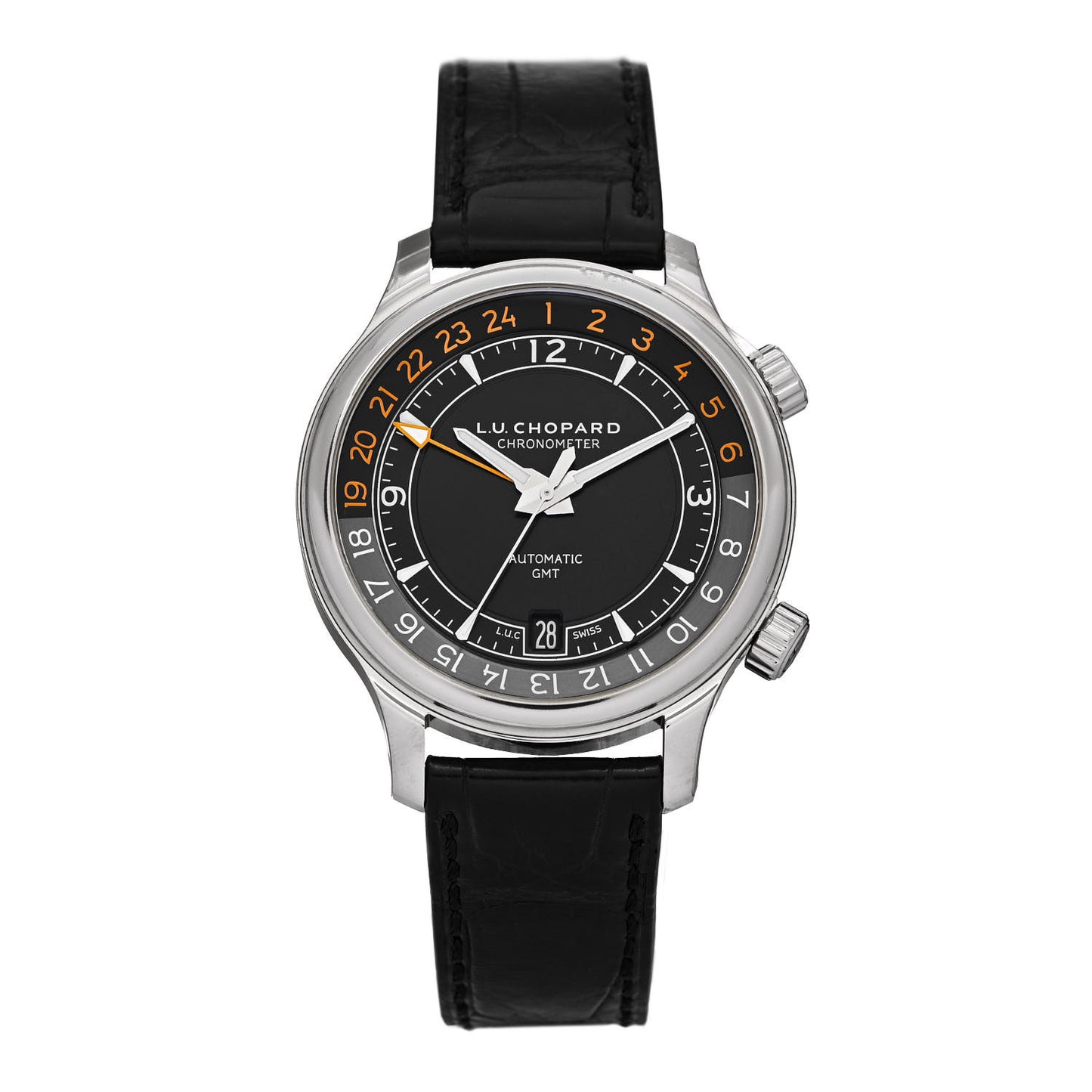 Stainless Steel Alligator 42mm L.U.C GMT One Automatic Watch