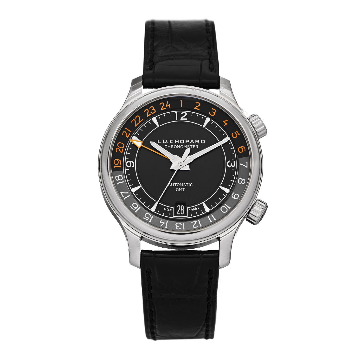 Chopard Stainless Steel Alligator 42mm L.U.C GMT One Automatic Watch 1 of 5