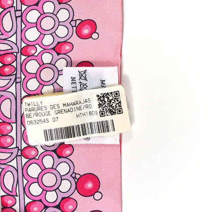 Hermes Silk Parures Des Maharajas Twilly Rouge Grenadine Rose Mauve 3 of 4