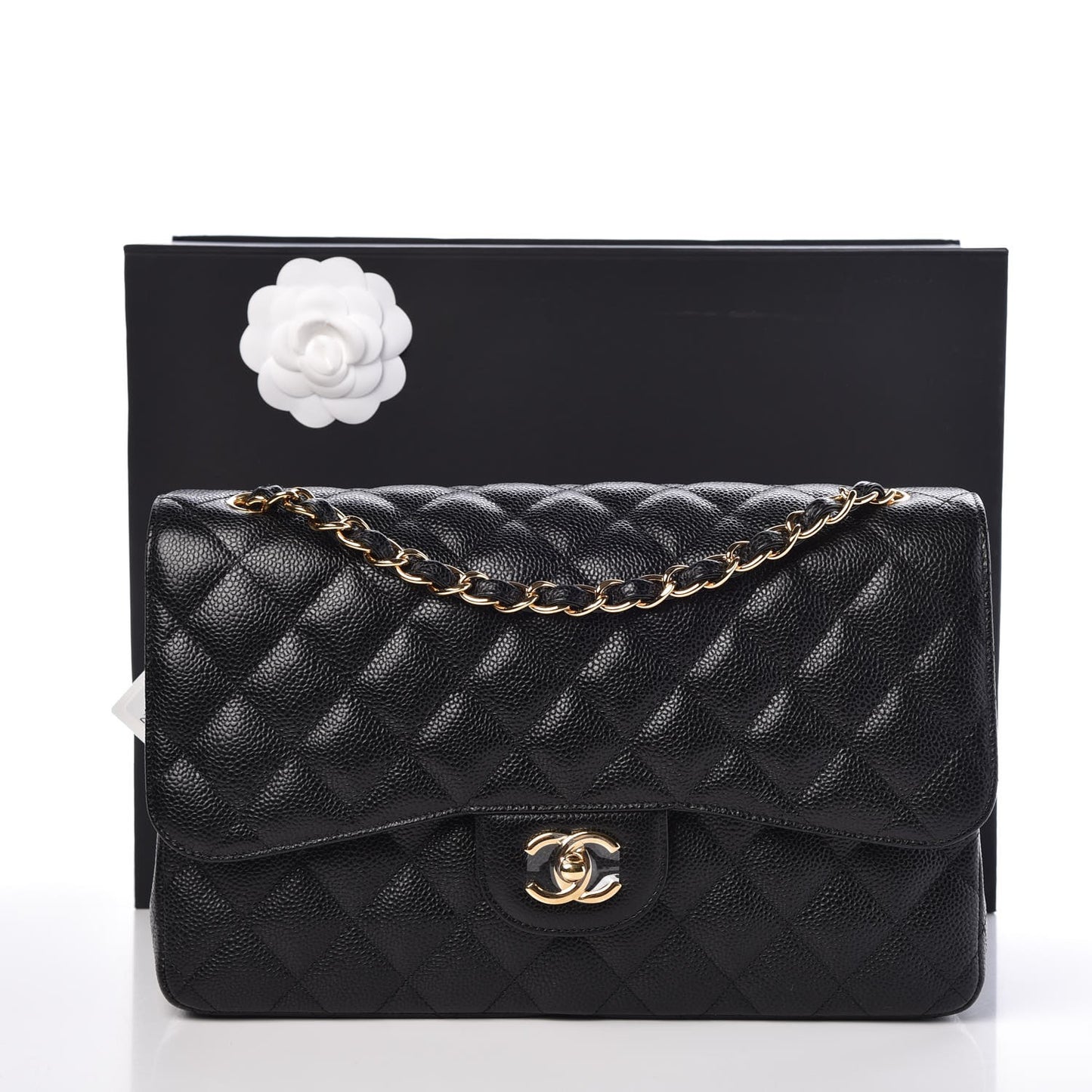 Caviar Quilted Jumbo Double Flap Black