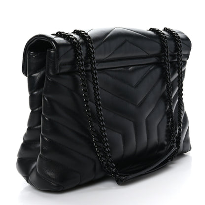 Saint Laurent Calfskin Y Quilted Monogram Monochrome Medium Loulou Chain Satchel Black 3 of 9