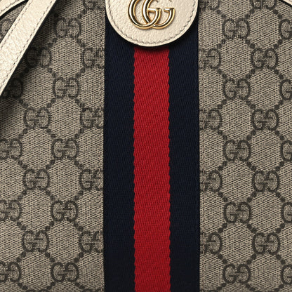 Gucci GG Supreme Monogram Textured Dollar Calfskin Web Small Ophidia Dome Shoulder Bag Beige Ebony Mystic White 8 of 10