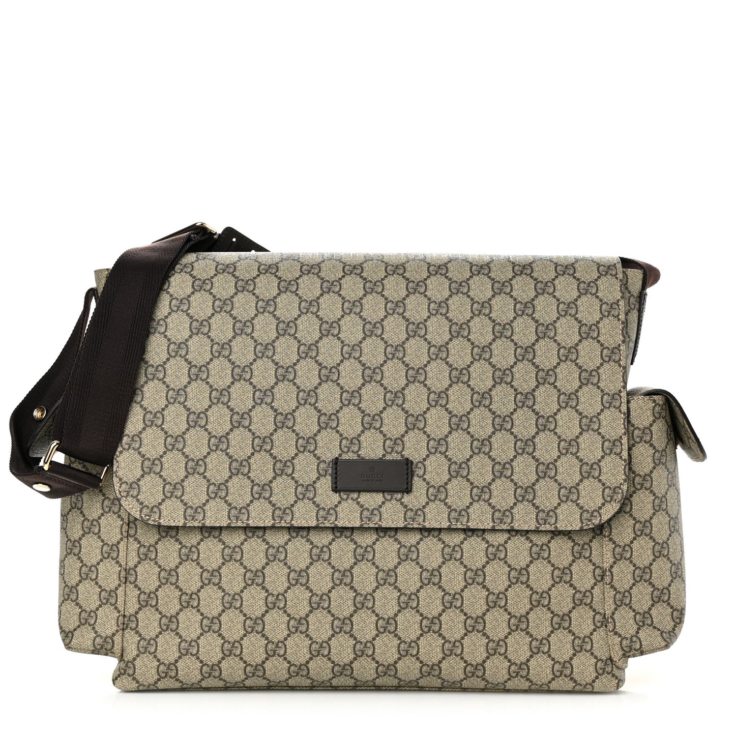 GG Plus Monogram Messenger Diaper Bag Dark Brown