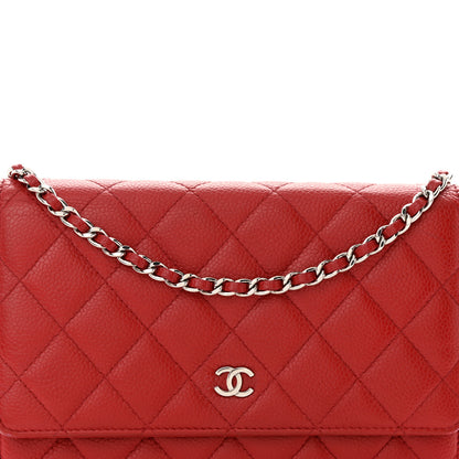 Chanel Caviar Quilted Wallet on Chain WOC Red 9 of 11