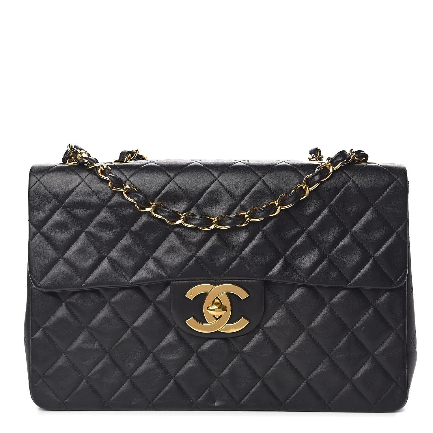Chanel Lambskin Quilted XL Jumbo Single Flap Black 1 of 14