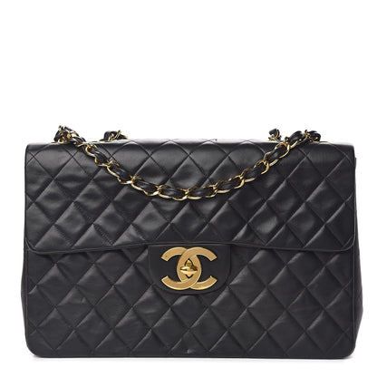 Chanel Lambskin Quilted XL Jumbo Single Flap Black 1 of 14