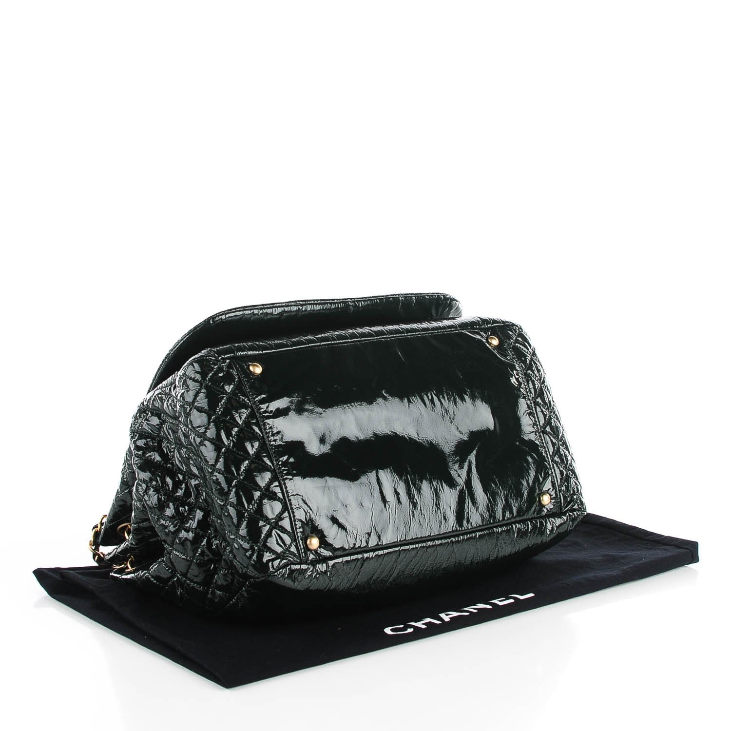 Chanel Vinyl Rock and Chain XL Flap Dark Green 4 of 7