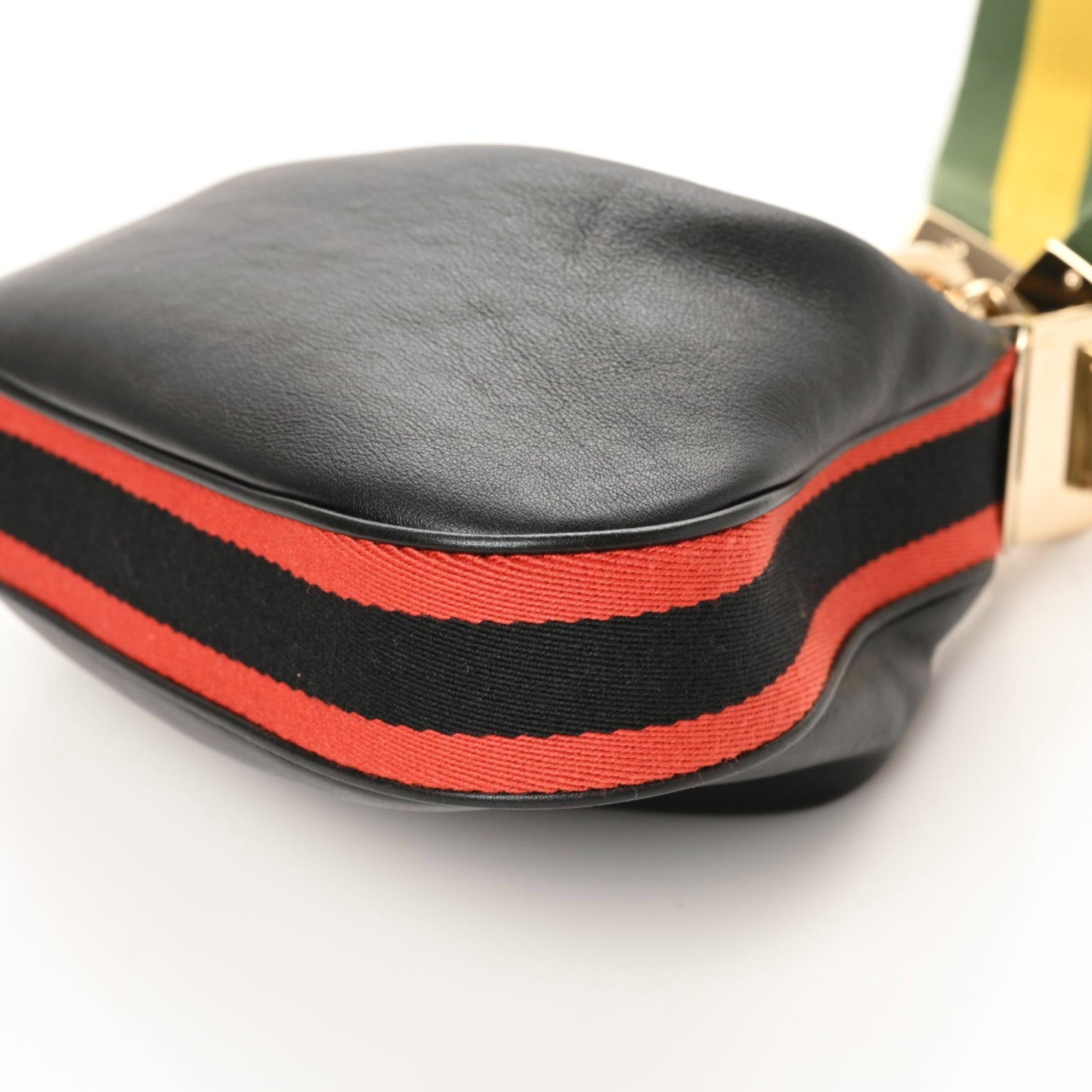 Aria Calfskin Web Small Attache Shoulder Bag Black