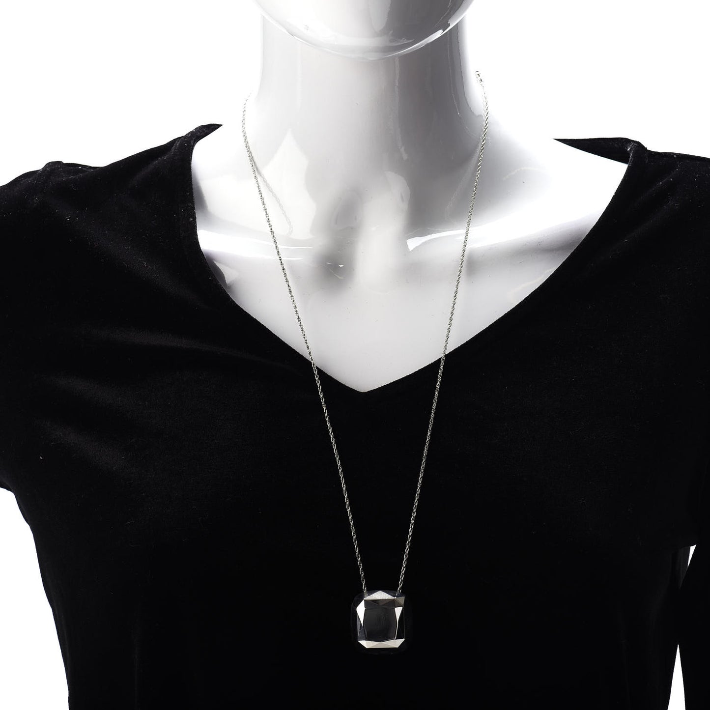 Sterling Silver Solid Elsa Peretti Diamond Shaped Pendant Necklace